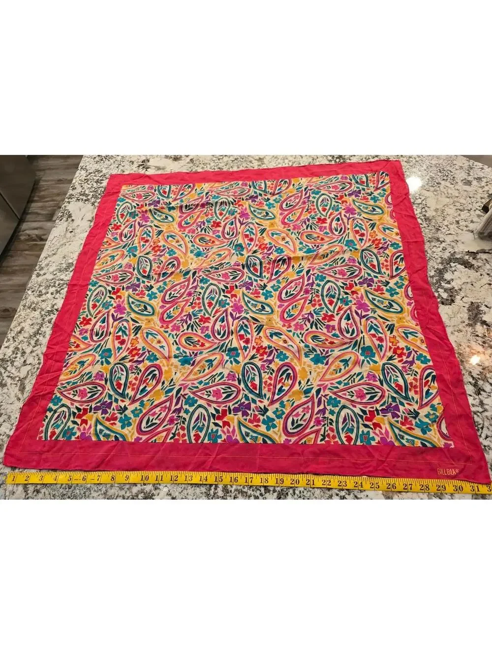 Vintage Bill Blass Colorful Kalamkari Print Paisley Floral Silk Scarf